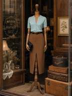 Vintage High Waist Slit Straight Maxi Skirt