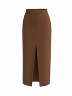 Vintage High Waist Slit Straight Maxi Skirt