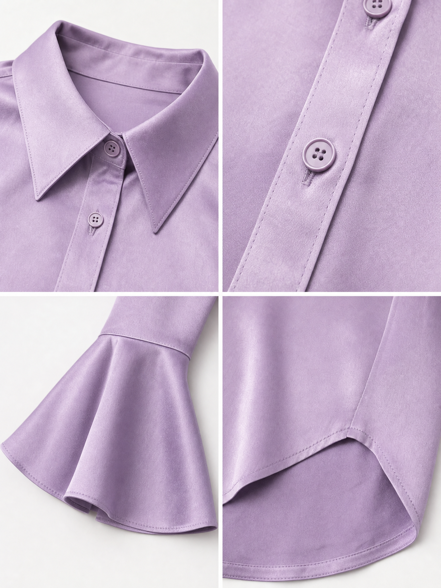 Vintage Flared Sleeve Satin Blouse