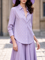 Vintage Polka Dot Print Satin Blouse