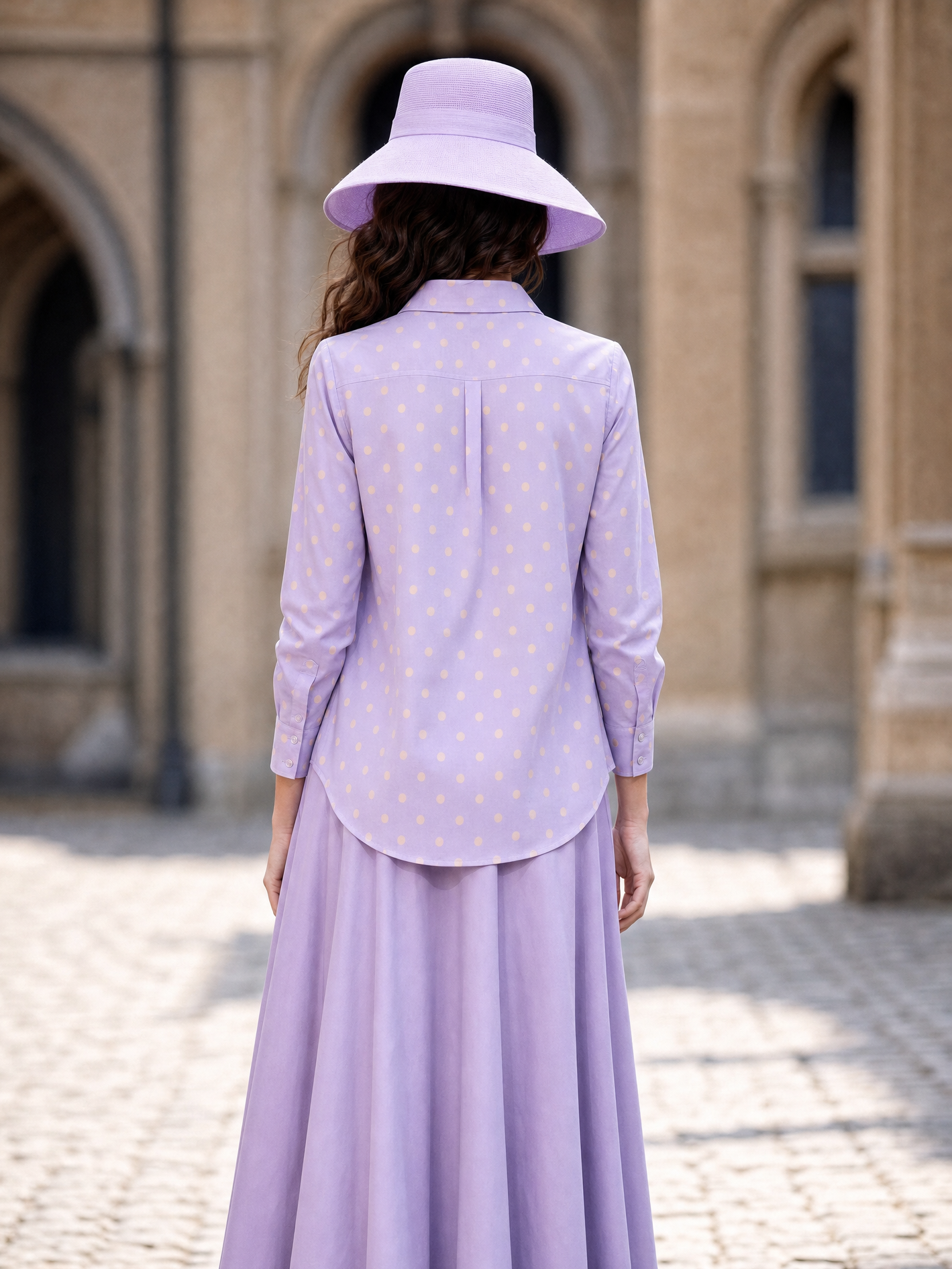 Vintage Polka Dot Print Satin Blouse