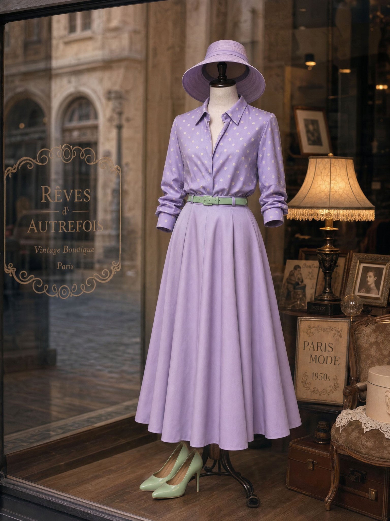Vintage Pleated Satin Maxi Skirt