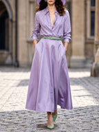 Vintage Pleated Satin Maxi Skirt