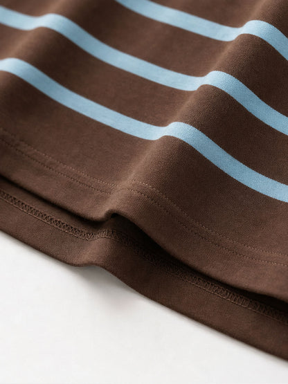 Vintage Striped T-Shirt With Shawl Two-Piece Top