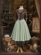 Vintage High Waist Pleated Full Swing Maxi Skirt