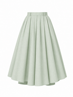 Vintage High Waist Pleated Full Swing Maxi Skirt