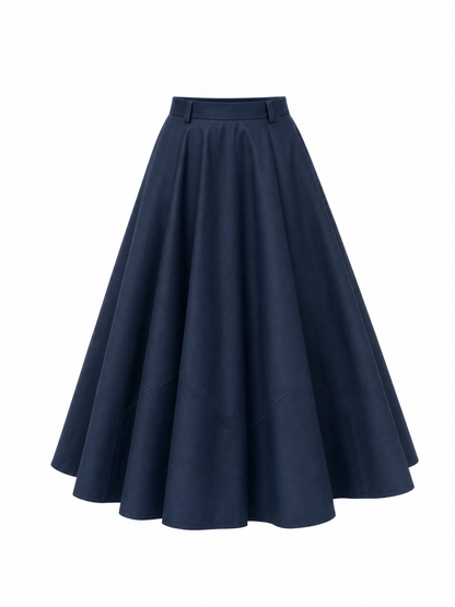 Vintage High Waist Panel Swing Midi Skirt
