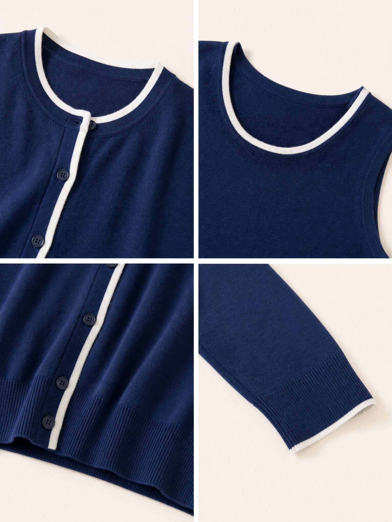 Vintage Color Block Knit Cardigan Two-Piece Top