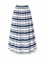 Vintage High-Waisted Striped Print Umbrella Maxi Skirt