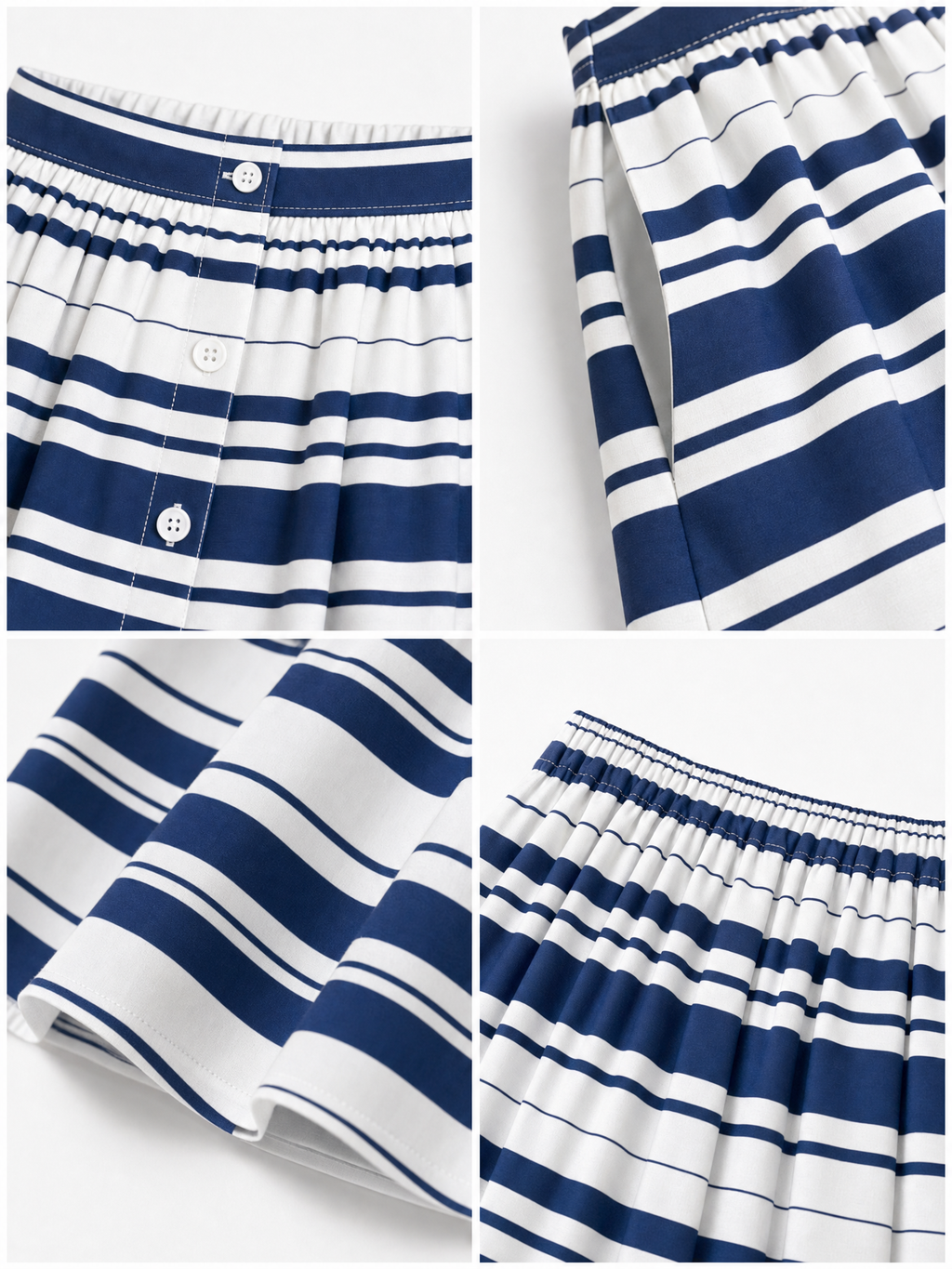 Vintage High-Waisted Striped Print Umbrella Maxi Skirt