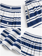 Vintage High-Waisted Striped Print Umbrella Maxi Skirt