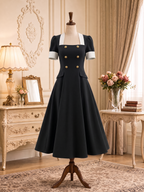 Vintage Hepburn Style High-waisted A-line Swing Midi Dress