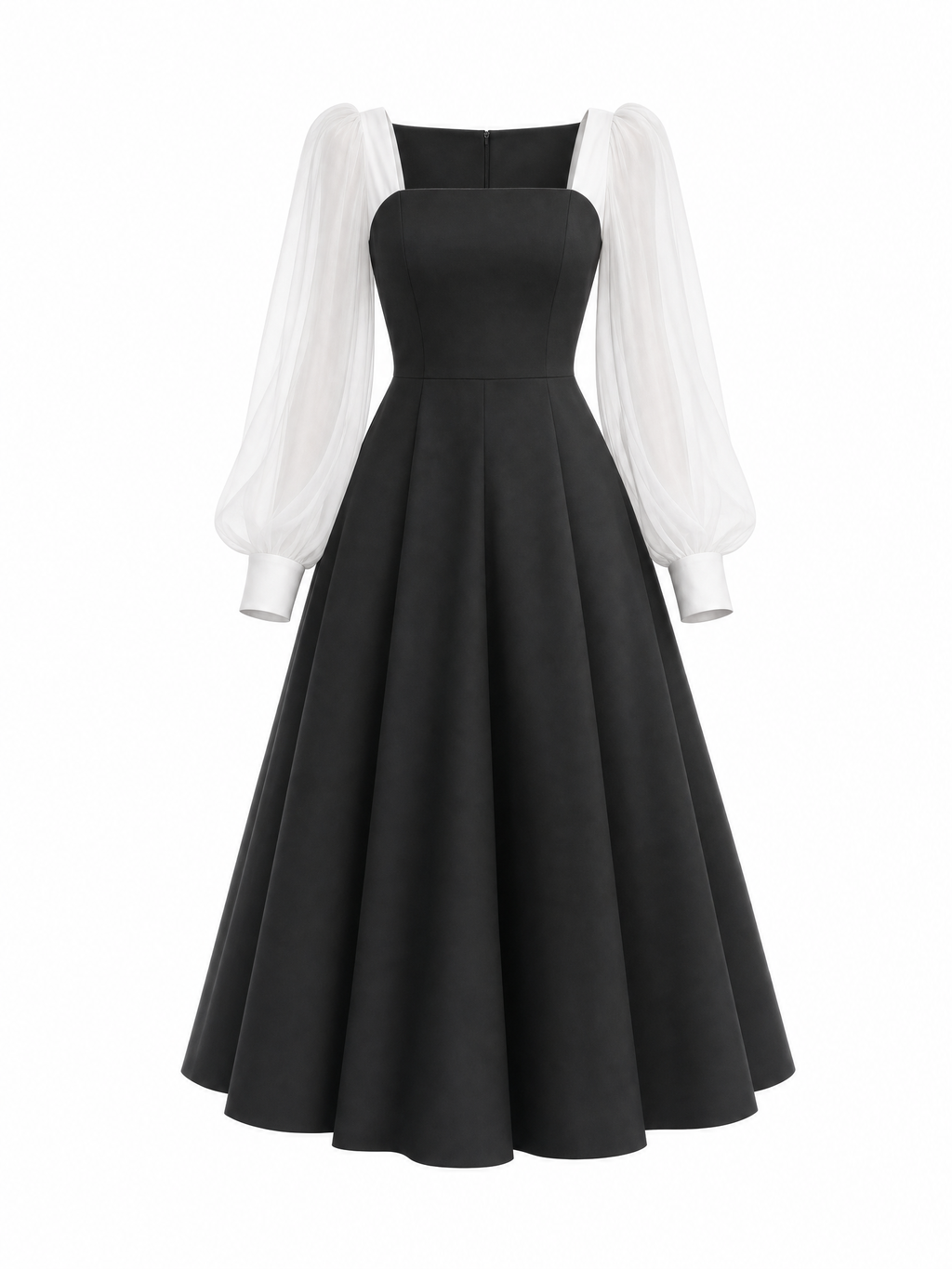 Vintage Daily Chiffon Sleeve Fit-and-Flare Cocktail Midi Dress