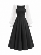 Vintage Daily Chiffon Sleeve Fit-and-Flare Cocktail Midi Dress