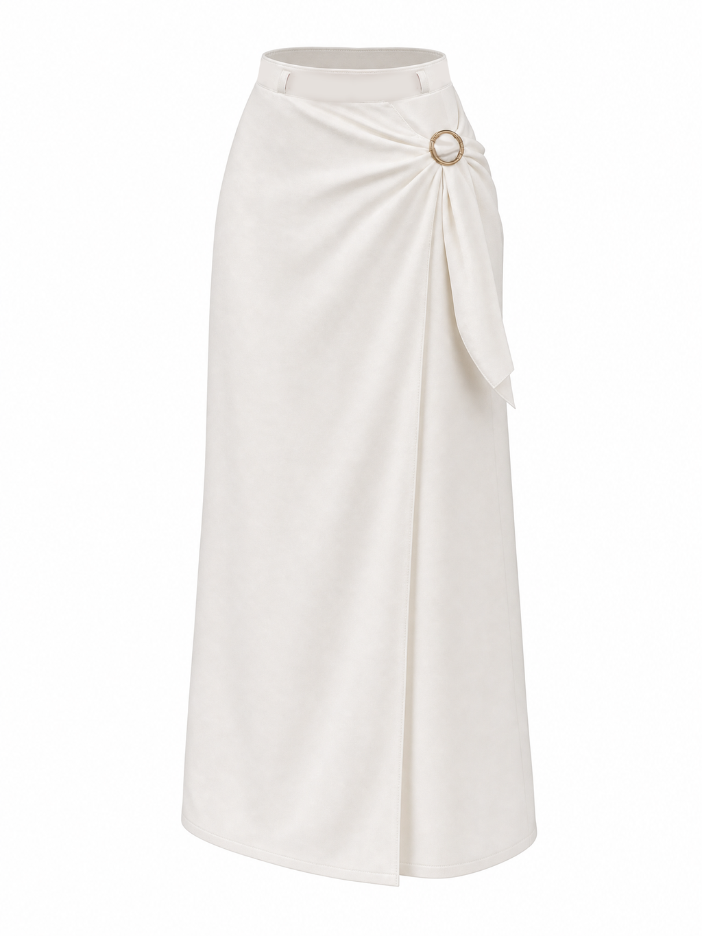 Vintage Metal Buttons Tie Front Straight Maxi Skirt