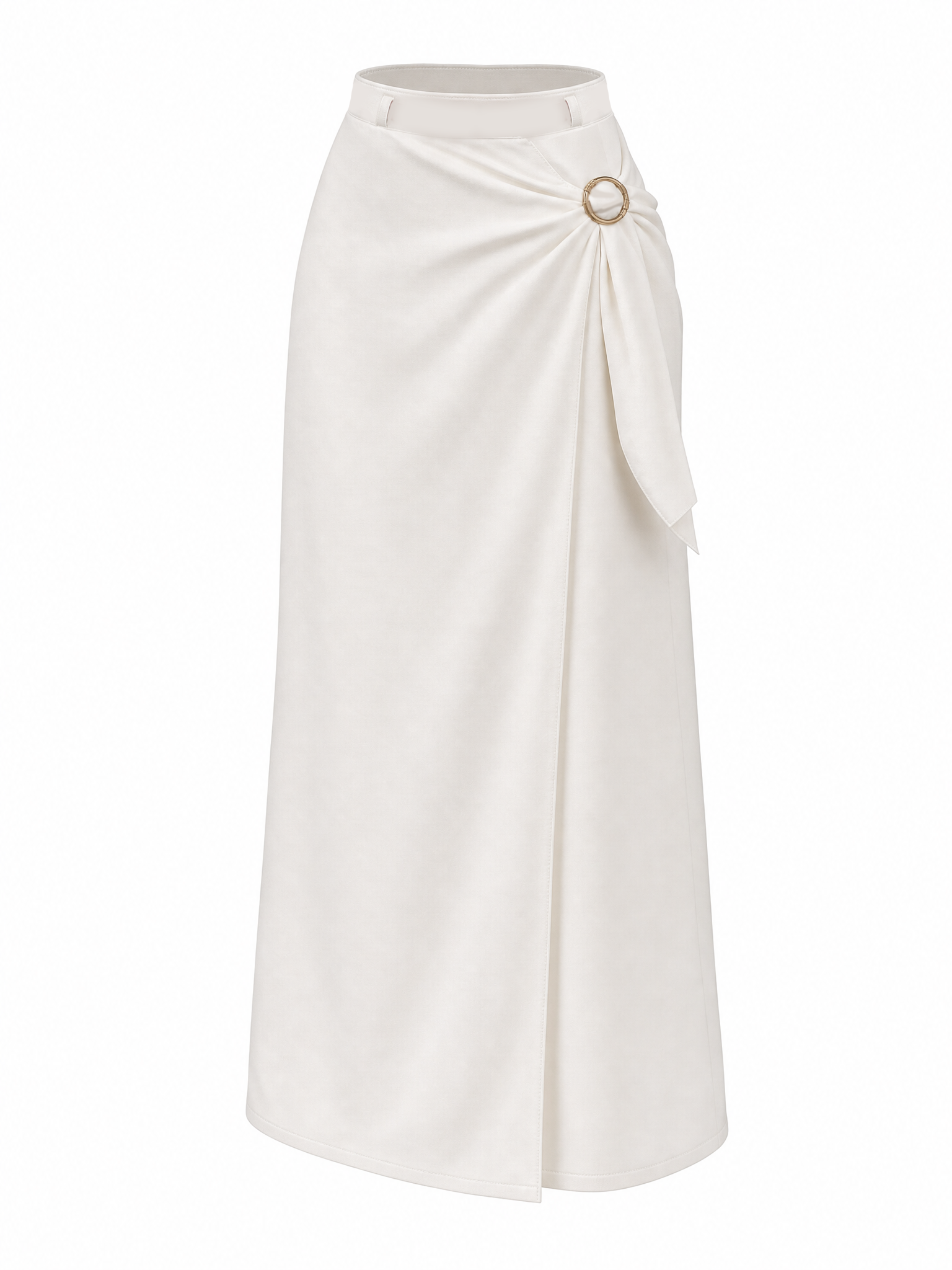 Vintage Metal Buttons Tie Front Straight Maxi Skirt