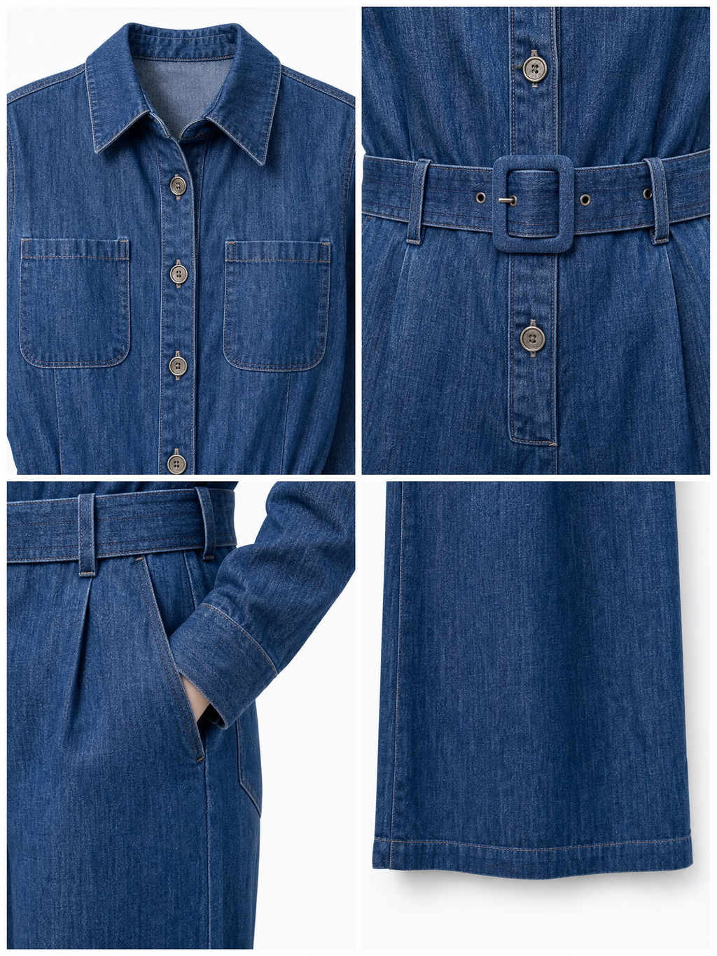 Vintage Washed Belt Denim Jumpsuit