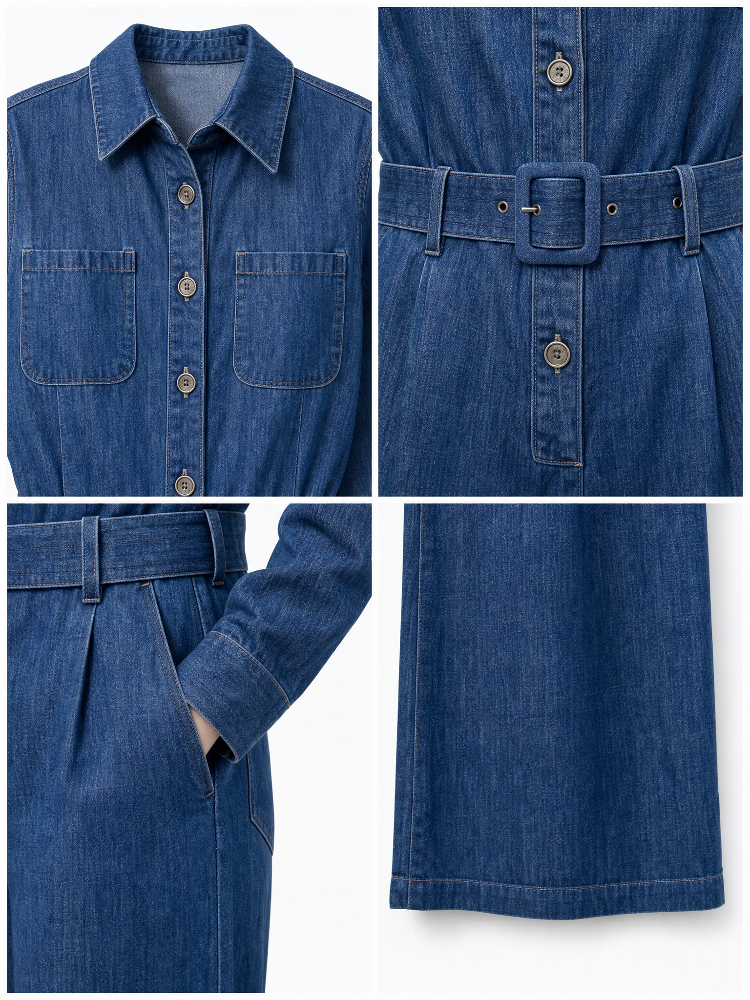 Vintage Washed Belt Denim Jumpsuit