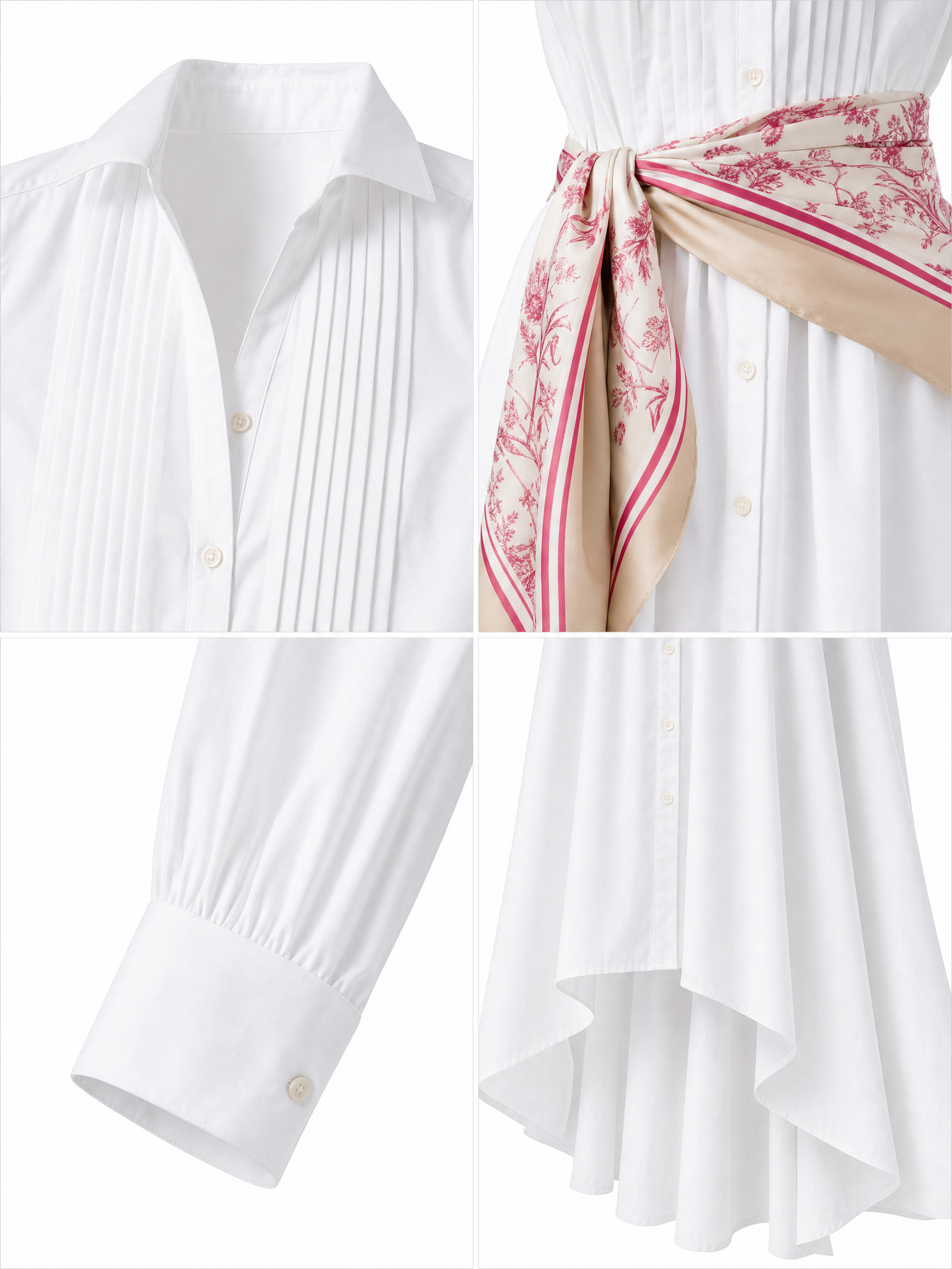 Vintage Stand Collar Tuck Pleat Irregular Hem Blouse Maxi Dress