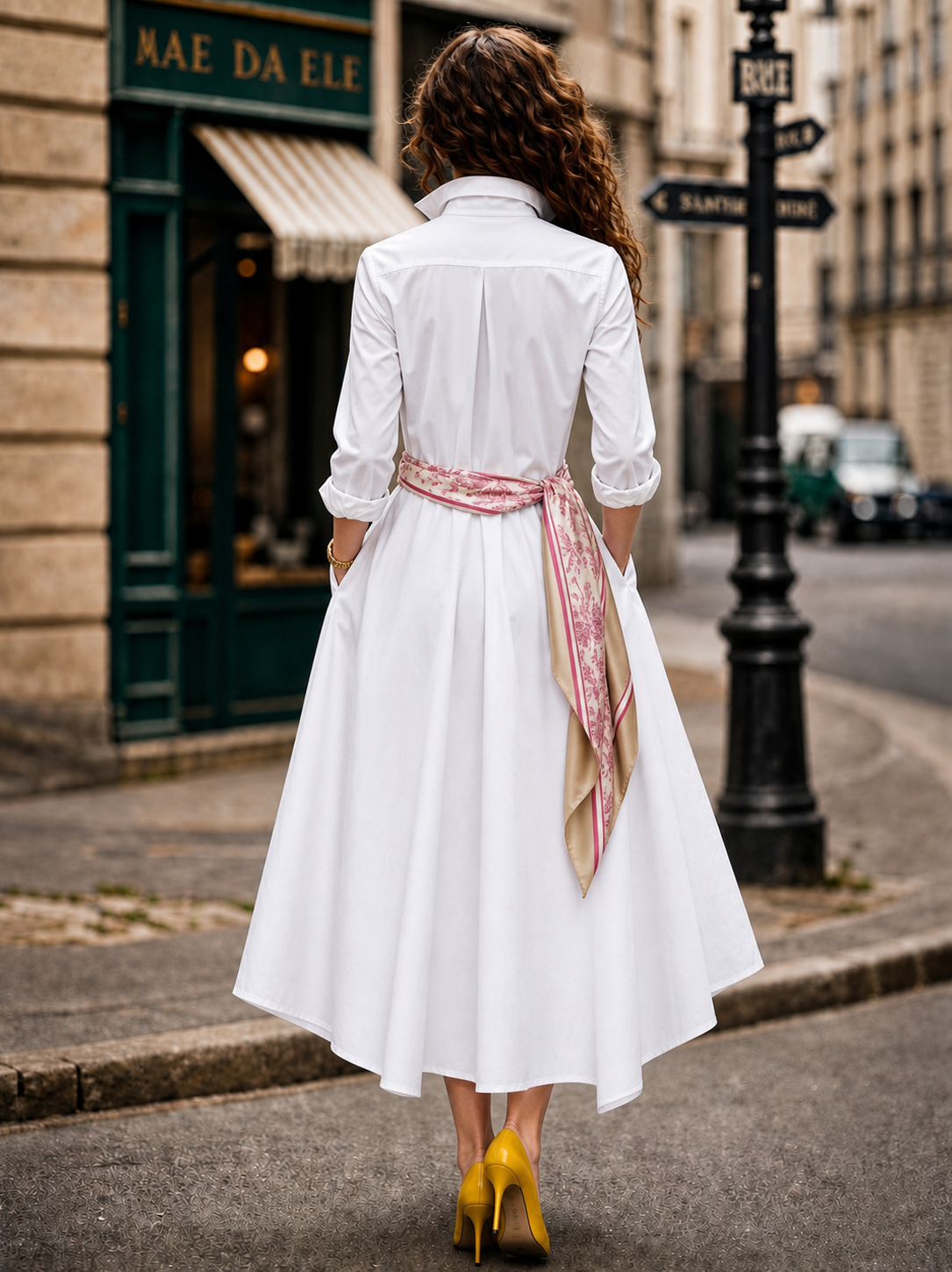 Vintage Stand Collar Tuck Pleat Irregular Hem Blouse Maxi Dress