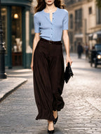 Vintage Draped Pleated Casual Wide-Leg Pants