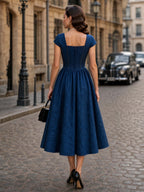 Vintage Square Neck Denim Dress