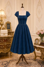 Vintage Square Neck Denim Dress