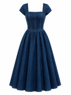 Vintage Square Neck Denim Dress