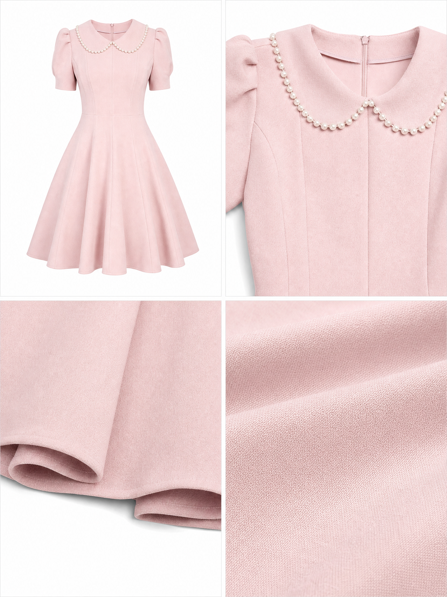 Vintage Peter Pan Collar Puff Sleeve A-Line Dress