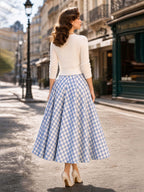 Vintage Blue Gingham Strapless Dress Set