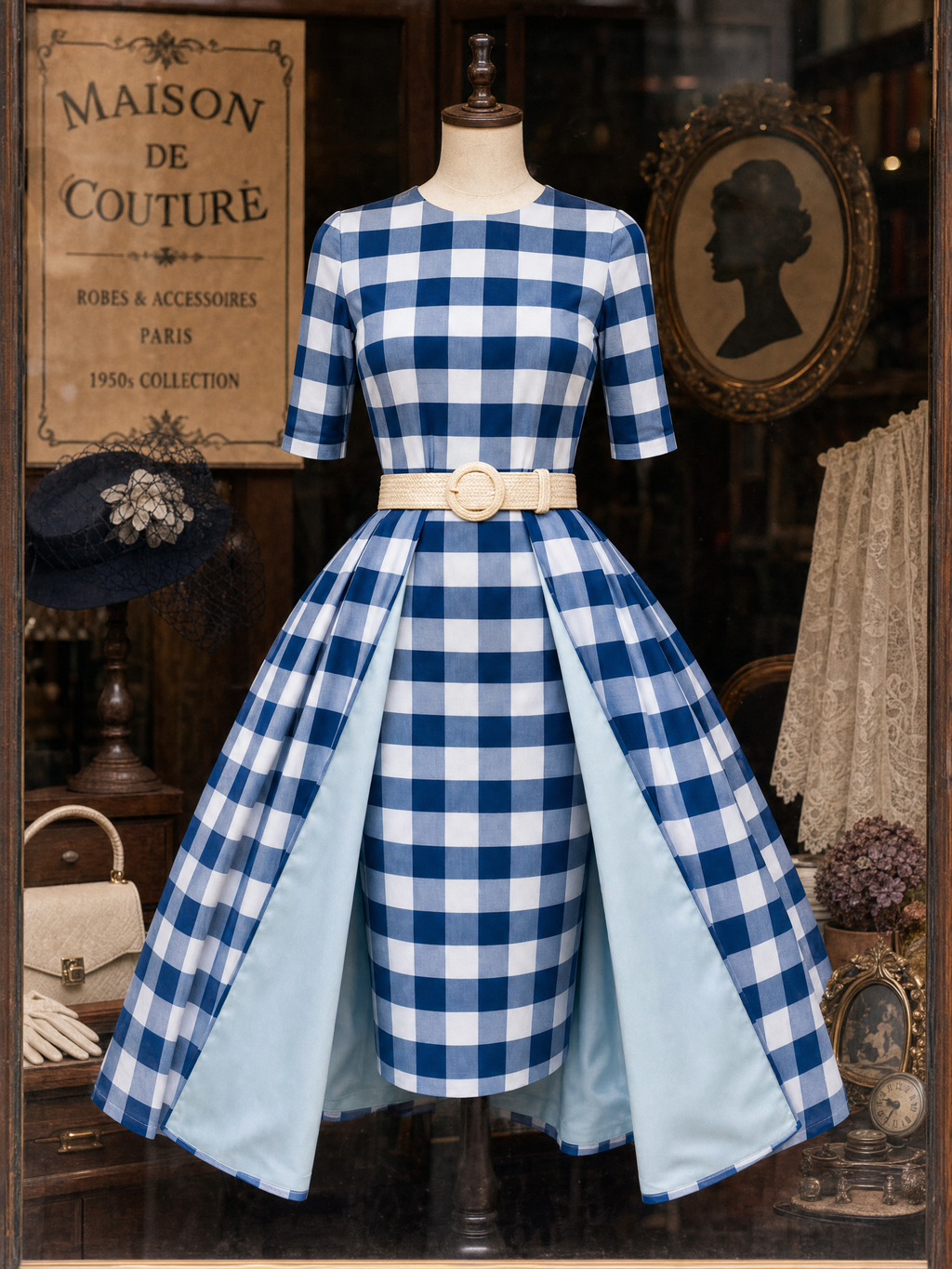 Vintage Plaid Multi-Way Wear Midi Dress