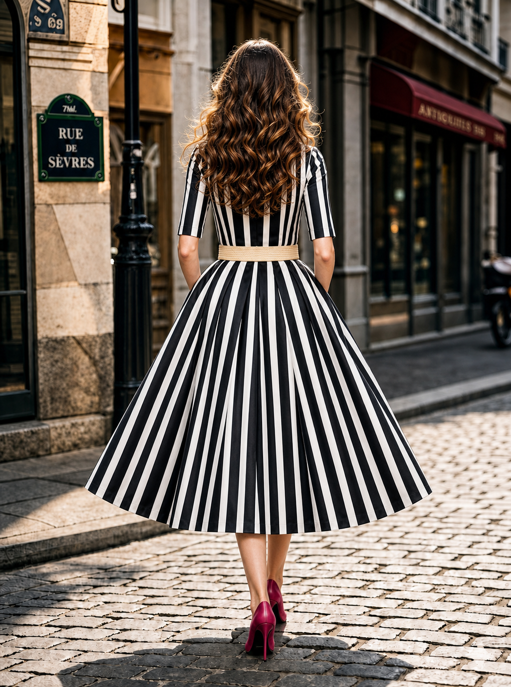 Vintage Stripes Multi-Way Wear Midi Dress