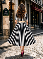 Vintage Stripes Multi-Way Wear Midi Dress