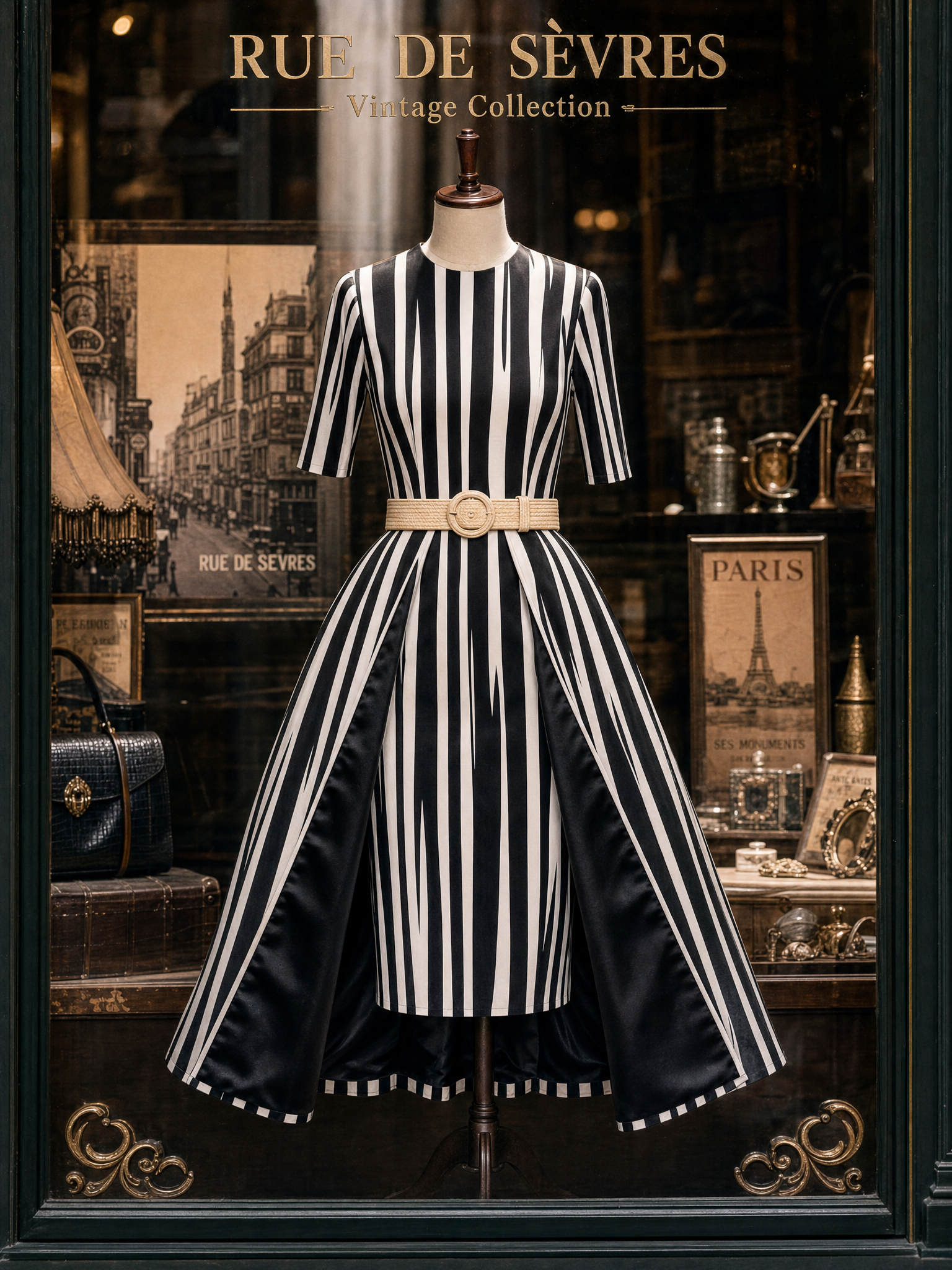 Vintage Stripes Multi-Way Wear Midi Dress