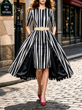 Vintage Stripes Multi-Way Wear Midi Dress