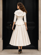 Vintage Satin Cowl Neck Top And Umbrella Skirt Two-Piece Set