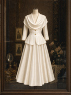 Vintage Satin Cowl Neck Top And Umbrella Skirt Two-Piece Set
