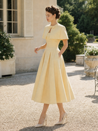 Vintage Cape Two-Piece Pleated Midi Dress