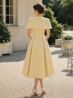 Vintage Cape Two-Piece Pleated Midi Dress