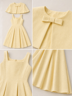 Vintage Cape Two-Piece Pleated Midi Dress