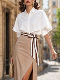 Elegant White Cape Collared Shirt