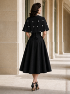 Vintage Beaded Cape Dress Two-Piece Set