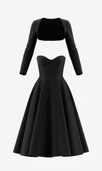 Vintage Strapless Maxi Skirt & Cropped Coat Two-Piece Set