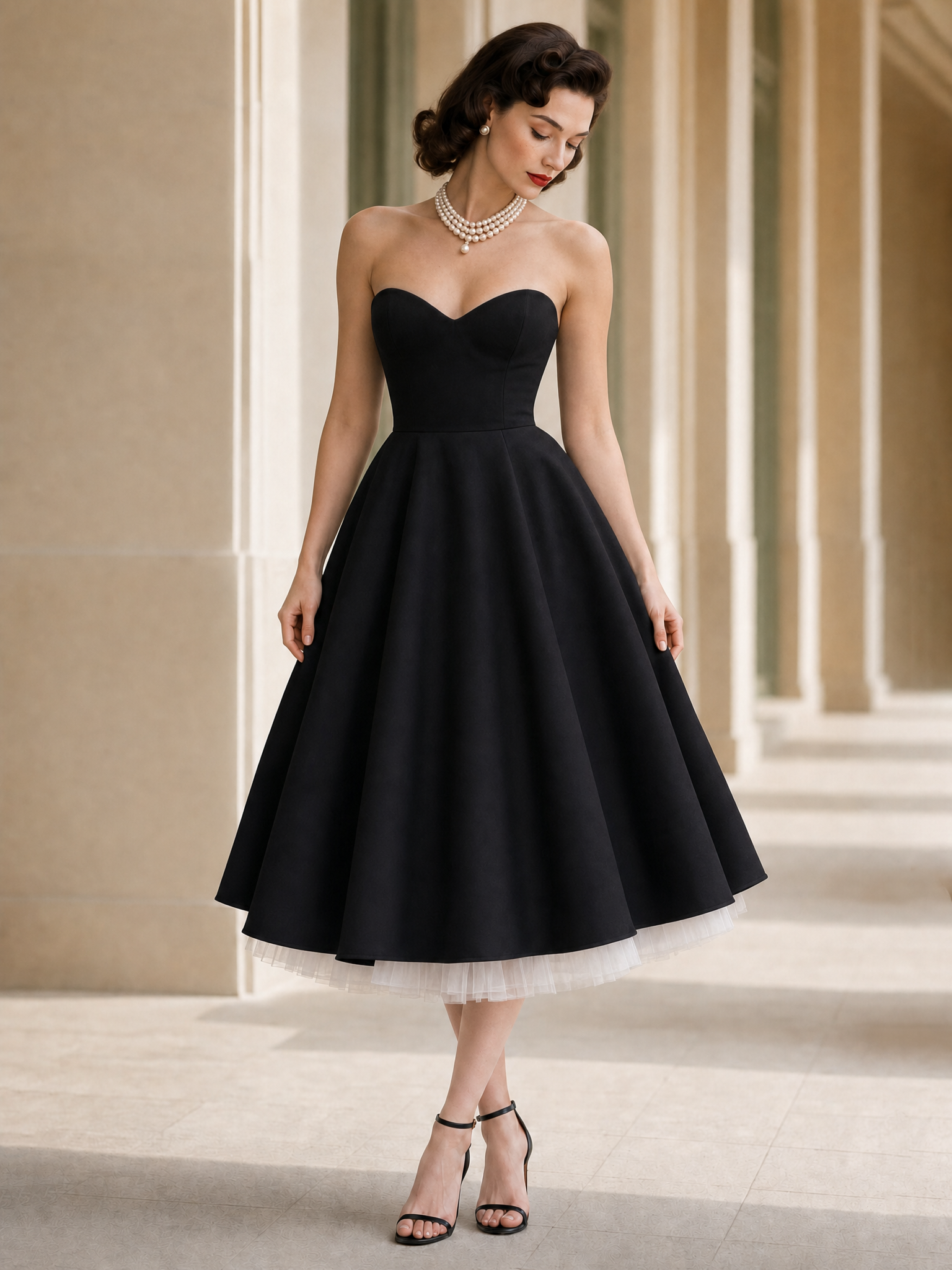 Vintage Strapless Maxi Skirt & Cropped Coat Two-Piece Set
