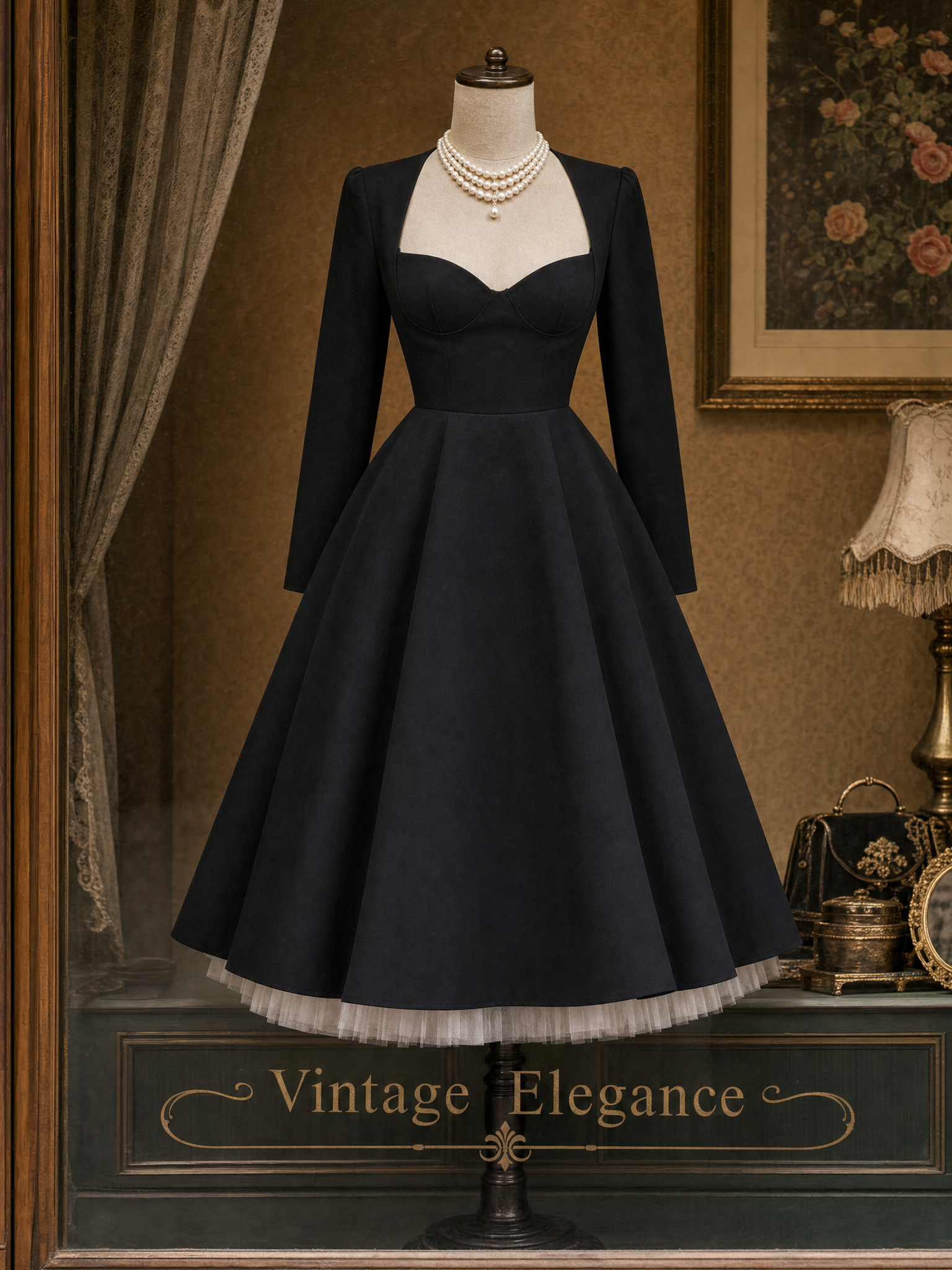 Vintage Strapless Maxi Skirt & Cropped Coat Two-Piece Set