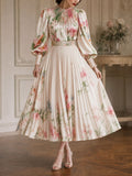 Vintage Floral Print Satin Skirt Two-Piece Set