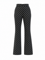 Vintage Black Polka Dot Peplum Blouse & Flare Pants Set
