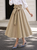 Vintage High-Waist Bow Tie Straps Umbrella Skirt