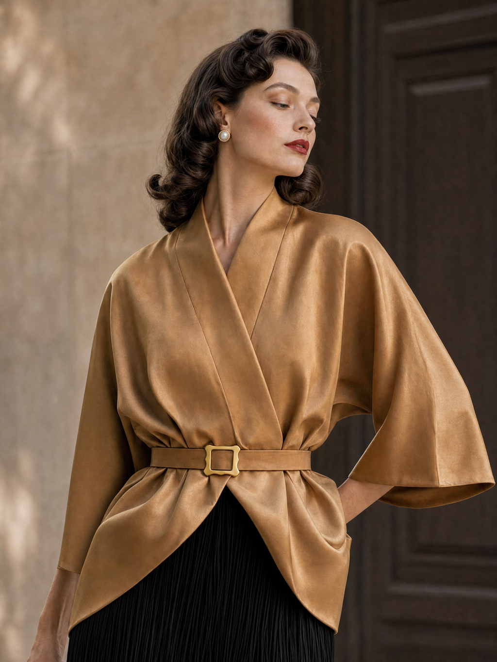 Vintage French Wrap Neck Outer Top