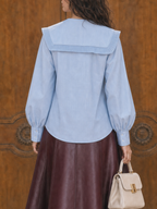 Vintage Commuter Peter Pan Collar Lantern Sleeve Blouse